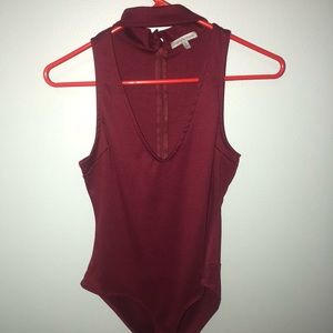 Maroon Body Suit -  Around Neck/V Neck